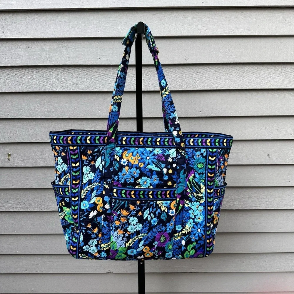 Vera Bradley Miller XL Tote Diaper Bag Midnight Blues Floral Travel Shoulder Bag